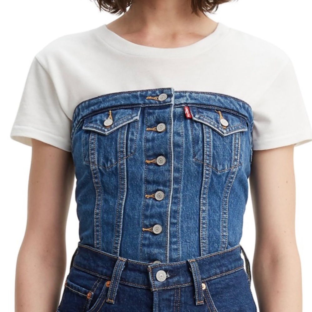Womens Levi's Premium Blue Denim Lace Up Corset